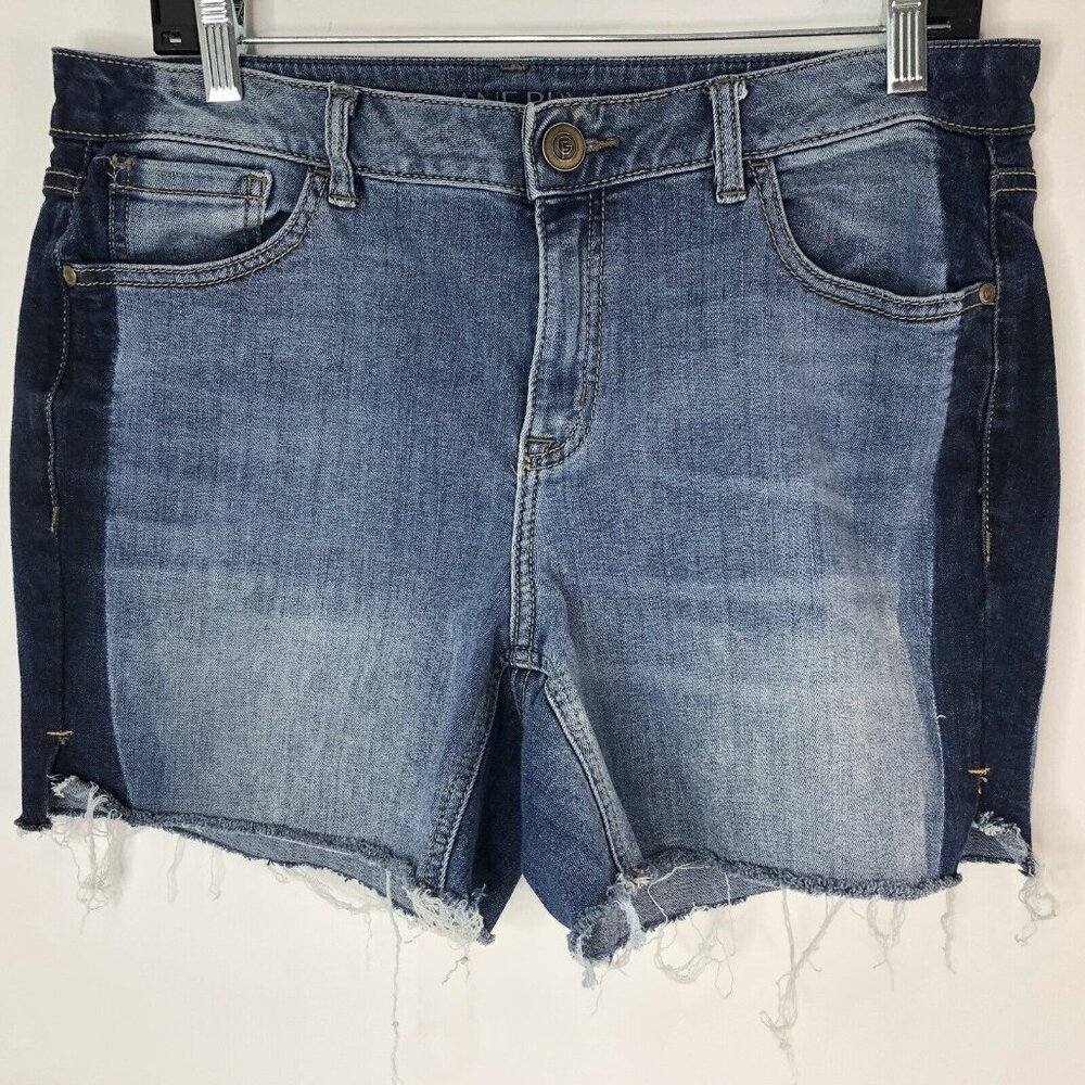 Lane Bryant Womens Jean Shorts Size 12 Blue Denim Dark Sides Raw Hem